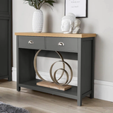 Slim Hallway Console Table with Drawers – Two-Tone Wood Finish & Bottom Shelf