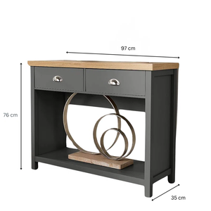 Slim Hallway Console Table with Drawers – Two-Tone Wood Finish & Bottom Shelf