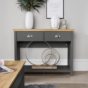 Slim Hallway Console Table with Drawers – Two-Tone Wood Finish & Bottom Shelf