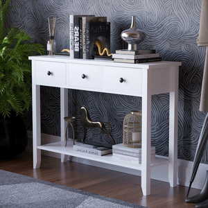 Modern Console Table with Drawers & Shelf