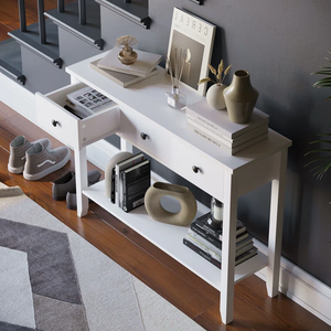 Modern Console Table with Drawers & Shelf